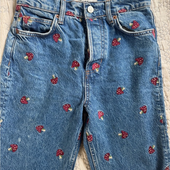 Reformation Mushrooms Embroidered High Rise Straight Leg Jean size 25 - Picture 4 of 9